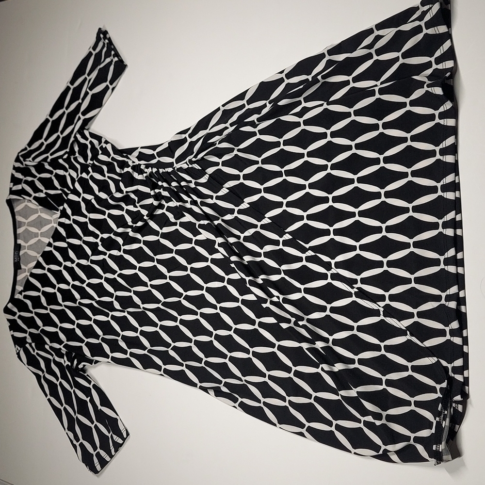 MSK BLACK & WHITE PRINT Midi Dress Size S